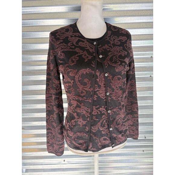 Jones New York Collection Jacquard Print 2 Piece Tank Cardigan Set S/M - Picture 5 of 11